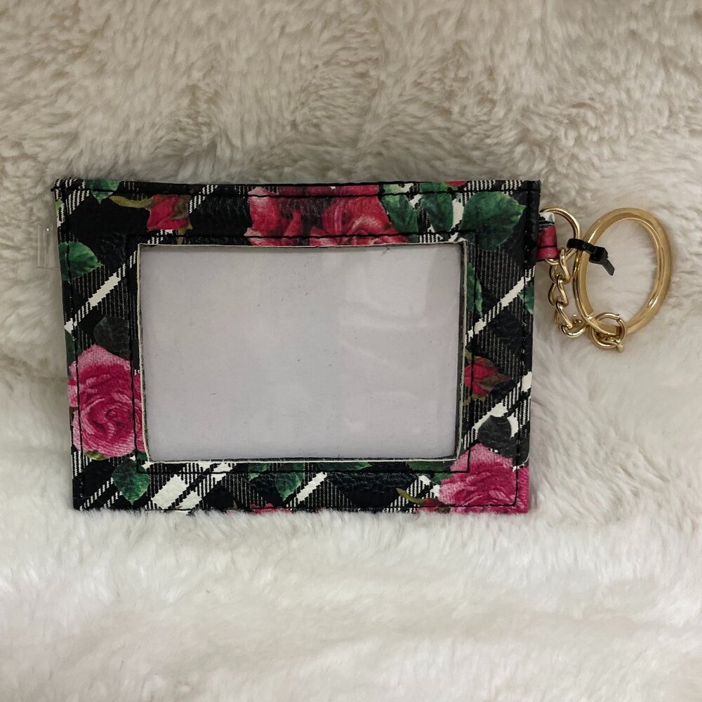 Betsy Johnson Blk/Wht Plaid w/Red Roses Dog Face Mini Backpack w/Card Case - Picture 13 of 13